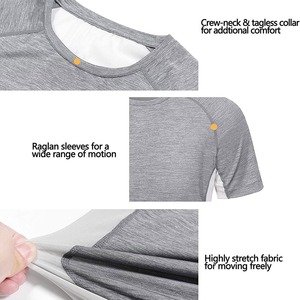เสื้อยืดแขนสั้นสีส้มสำหรับผู้ชาย คอกลม ทรงปกติ สไตล์ลำลอง สีพื้น ผ้าถักเนื้อเจอร์ซีย์ - Product Image 4