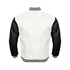 Vestes de baseball universitaires personnalisées en polyester et coton blanc avec manches noires pour hommes, grandes tailles, automne - Product Image 2