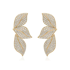Moissanite Leaf Drop Earrings Gold Plated Floral Dangle Earrings Sparkling Nature <b>Inspired</b> <b>Jewelry</b> Gift For Women - Product Image 3