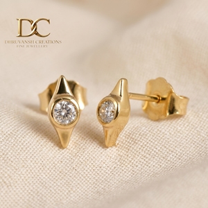 Boucles d'oreilles en or massif 10 carats avec diamant de laboratoire certifié IGI, taille brillant rond, nouvelle arrivée, bijoux pour femme, fiançailles, mariage - Product Image 5