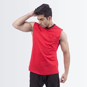Men's <b>Red</b> Sleeveless O-Neck Knitted <b>Tank</b> <b>Top</b> Solid Color Casual Wear - Product Image 3