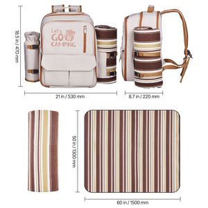 Mochila de Picnic para Playa con Compartimento Refrigerante Aislado para 4 Personas, con Porta Botellas/Vino Desmontable, Ligera - Product Image 1