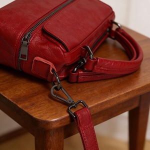 Customized High Quality Genuine Leather Brown 2-Way Crossbody Handbag Zipper <b>Vintage</b> Style Women's Professional Office <b>Purse</b> - Product Image 3