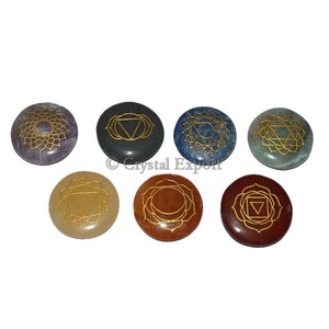 Hot Selling Natural Seven <b>Chakra</b> Stone <b>Set</b> Seven <b>Chakra</b> Leaf Engraved <b>Set</b> Natural Healing Mascot Style - Product Image 5