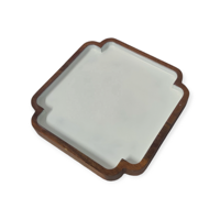 Plateaux de table uniques en bois de manguier sculpté à la main, émaillés blancs, durables et écologiques, finition naturelle foncée