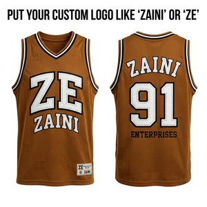 Camiseta de Baloncesto para Hombre, 180 GSM, Malla de Poliéster Premium Transpirable, Color Marrón, Sublimación Personalizada, Logotipo con Transferencia Térmica - Product Image 1