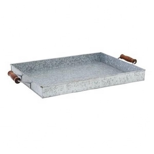 Plateau de service galvanisé de forme ovale fait à la main avec poignée en fil métallique écologique pour la décoration de la maison et de la cuisine - Product Image 5