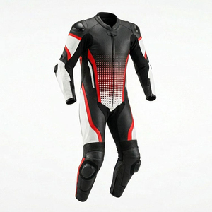 Unisex Full Sleeve Leather Motorcycle Racing Suit Color <b>Blocked</b> Breathable Quick Dry All Seasons Adult - Product Image 2