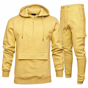 Conjunto Deportivo de Algodón para Hombre, Invierno, Color Sólido, Personalizado, Estilo Jogger, Corte Regular, Transpirable, Cortavientos, con Capucha, Largo Completo - Product Image 1