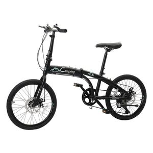 Bicicleta Plegable Negra de Acero con Alto Contenido de Carbono de 20 Pulgadas y 150 kg de Capacidad para Viajes Diarios, Marca CamPingSurvivals - Product Image 1
