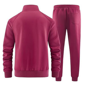 Conjunto de chándal de algodón grueso y cálido para hombre, con logotipo personalizado, cremallera completa, cuello alto, estilo oversize y pantalones con cintura elástica. - Product Image 3