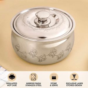 Casserole en acier inoxydable avec motif floral, forme ronde, durable, compatible gaz et induction, passe au lave-vaisselle - Product Image 5