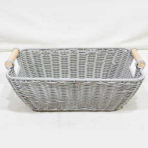 Bandeja de Mimbre de Plástico Natural Ecológica, Contenedor Decorativo con Asa Sólida para Decoración de Cocina - Product Image 5