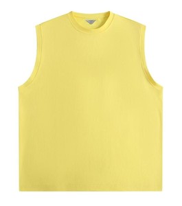 T-shirt décontracté sans manches en tricot robuste pour homme, blanc, coupe ample, col et épaules décontractés, 100 % coton, rafraîchissant et respirant - Product Image 5