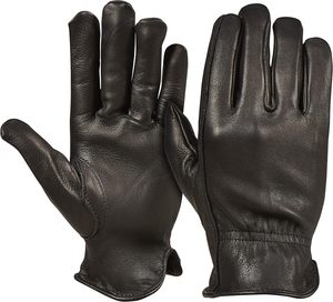 Gants pour hommes en peau de daim, gants de travail en cuir souple noir renforcés - Product Image 1