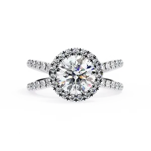 Bague Halo en Or Massif 18K avec Diamant de Laboratoire Taille Radiant de 1,50 Carat Couleur E pour Fiançailles et Mariage - Product Image 5