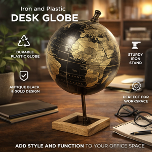 Globo terráqueo clásico grande de metal para escritorio |   Mapa del mundo a color detallado con soporte negro duradero |   Herramienta educativa y decoración para mesa de oficina - Product Image 5