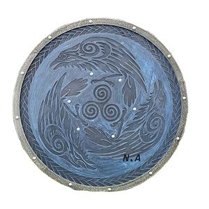 Bouclier Viking Ragnar fait à la main en contreplaqué, acier à haute teneur en carbone 1095, personnalisable, qualité OEM, bricolage - Product Image 1