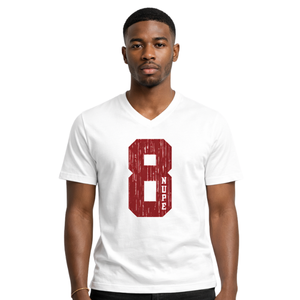 Camiseta Blanca con Cuello en V Kappa Alpha Psi Número 8, Ropa de Fraternidad Griega con Gráfico Audaz, Comodidad Premium y Ajuste Elegante - Product Image 1