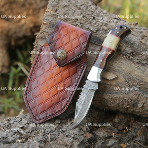 UA Supplies OEM ODM Industrial Grade Damascus Steel Pocket Folding Knife Rosewood Bone Handle Custom Handmade EDC Hunting Clip - Product Image 4