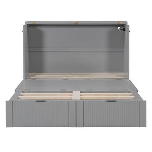 Estructura de polea gris Cama Murphy de tamaño completo con cajón y enchufes y juego de puertos USB - Product Image 5