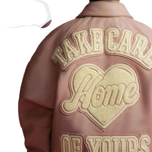 Custom <b>Slim</b> <b>Fit</b> Coated Canvas Cotton Sleeve Stand Front Streetwear Letterman Varsity <b>Jacket</b> Men - Product Image 5