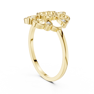 Anillo minimalista de oro amarillo macizo de 14k con diamante redondo de talla brillante para mujer, para compromiso, aniversario, boda - Product Image 4