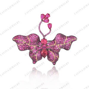 Lujo simulado rubí mariposa Micro Pave 925 Plata elegante broche joyería Zirconia cúbica boda fiesta de compromiso para Mujeres Hombres - Product Image 1