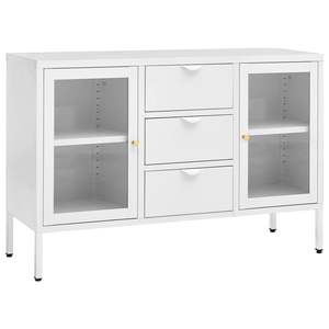 Buffet en acier et verre trempé blanc 41,3"x13,8"x27,6" - Product Image 2
