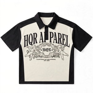 Camiseta de Manga Corta Negra y Roja para Hombre con Logotipo Estampado en la Parte Delantera, Ribete en Contraste, Corte Regular, Informal, Transpirable, de Algodón - Product Image 6