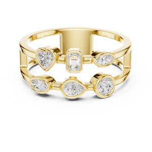 Luxury Yellow Gold Geometric Multi Shape Bezel <b>Set</b> Diamond <b>Ring</b> <b>for</b> <b>Women</b> Elegant Minimalist Stackable <b>Wedding</b> Anniversary Fine - Product Image 2