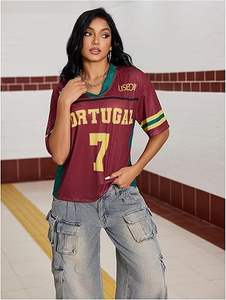 T-shirt ample en maille imprimé personnalisé pour homme, style streetwear, football, soccer, basketball, baseball, pour femme - Product Image 3