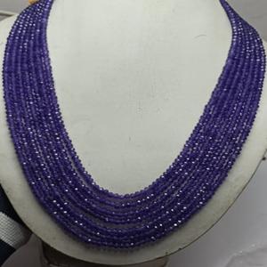 M.Y.GEMS Top Grade High Quality Natural Purple Amethyst <b>Color</b> Jade 4mm Faceted Rondelle Gemstone <b>Beads</b> 7 Strands Necklace - Product Image 1
