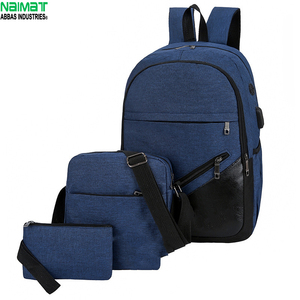 Naimat Durable PVC Oxford Cloth <b>Backpack</b> Set 3-Piece <b>Black</b> Outdoor Camping Bag for <b>Men</b> Women 2 Seasons - Product Image 2