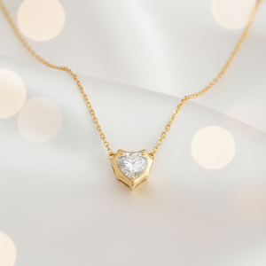 Collier pendentif délicat en argent sterling 925 avec moissanite taille cœur 1,25 carat sertie clos, chaîne à maillons, pour femme, cadeau de fiançailles - Product Image 1