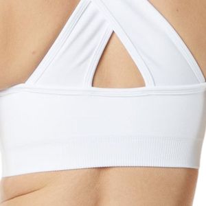 White Women's <b>Racerback</b> Sports <b>Bra</b> Moisture Wicking Stretch Crop Top for Workout Running Yoga Gym Fitness Activewear - Product Image 3