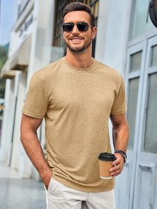 T-shirts à manches courtes pour hommes, col rond classique, chemise décontractée, basique d'été, légère, tendance, respirante - Product Image 3