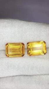 Citrine naturelle de qualité supérieure, taille émeraude, jaune, paire, clair, 14,47 carats, qualité supérieure, excellente brillance, IGI - Product Image 3