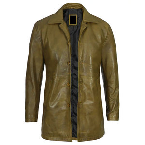 <b>Men</b> Winter Business <b>Long</b> Leather <b>Coat</b> New Fashion Motorcycle Slim Horn Button Canvas High Quality - Product Image 1