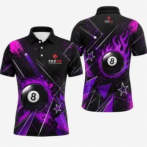 Custom Printed Sublimation Team Pool Jersey <b>Bowling</b> Polo Shirt for Men-Quick Dry Breathable Sportswear OEM - Product Image 6