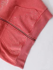 Sudaderas con capucha de algodón tipo felpa con cremallera, lavado vintage, gráfico con pedrería, estilo urbano, personalización de marca, ropa casual, suministro al por mayor - Product Image 4