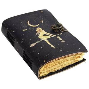 Genuine Leather <b>Journal</b> with Handmade Deckle Edge Paper Vintage Blank Spell Book Antique <b>Writing</b> Notebook for Travel Diary - Product Image 1