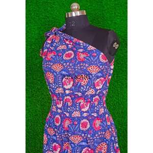 Vestido Midi Bodycon Hecho a Mano con Hombros Descubiertos, Túnica Femenina de Algodón, Elegante Estampado Floral, Cómodo para Fiesta o Playa, con Botones - Product Image 4