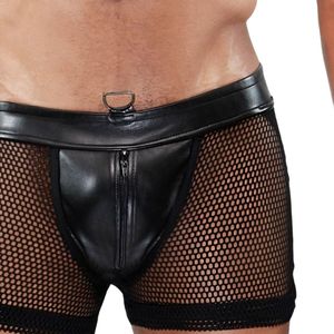 Jockstrap Zippé en Cuir Imprimé Animal avec Dentelle Perlée Respirant Effet Seconde Peau Kaki pour Homme – Tenue de Club Fétichiste Sexy avec Poche - Product Image 3