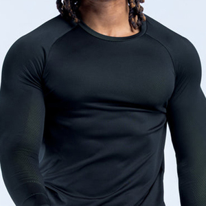T-shirts de sport pour hommes à manches longues en polyester et élasthanne 100 %, légers, confortables et respirants, avec logo personnalisé - Product Image 5