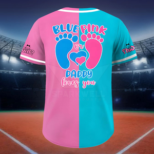 Camiseta de Béisbol para Hombre y Mujer, Diseño de Bloques de Color Rosa y Azul, Transpirable, Antibacteriana, de Poliéster, Manga Corta - Product Image 2