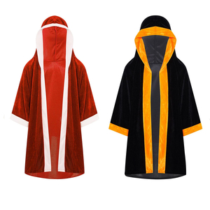 Capa con Capucha de Terciopelo Negro con Ribete Naranja, Chaqueta de Disfraz Unisex para Adultos - Product Image 6