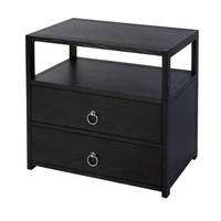 Mesita de Noche Moderna Minimalista de Madera de Caoba Marrón con Almacenamiento. Mesa de Noche de Madera Maciza Resistente para Dormitorio