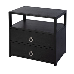 Modern <b>Minimalist</b> Nightstand in Black Color. Durable <b>Bedside</b> <b>Table</b> for Home Bedroom Furniture Apartment Hotel - Product Image 2