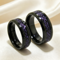 Bagues de couple en carbure de tungstène noir 8 mm, alliances assorties pour hommes et femmes, bijoux mystiques en gros